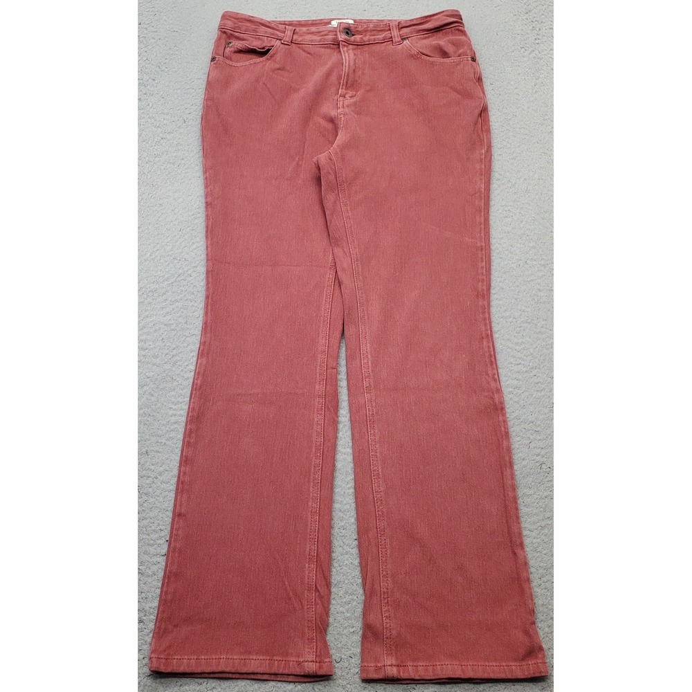L.L. Bean Flare Pants Womens 8 Red Textured Classic Fit Stretch 5-Pocket Design